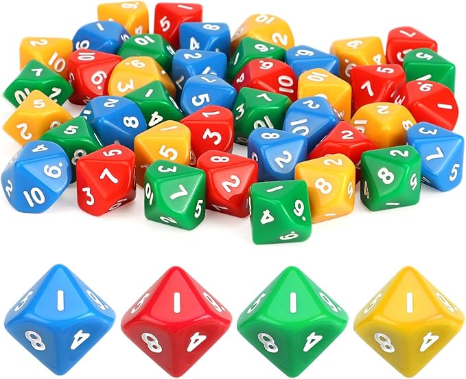 Dados matemáticos de 10 caras
